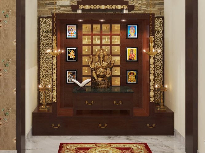 Pooja Room with Storage