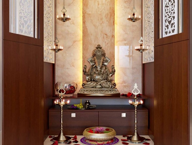 Pooja Room with Storage